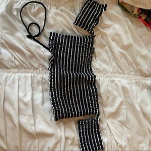 Striped off the shoulder bikini top